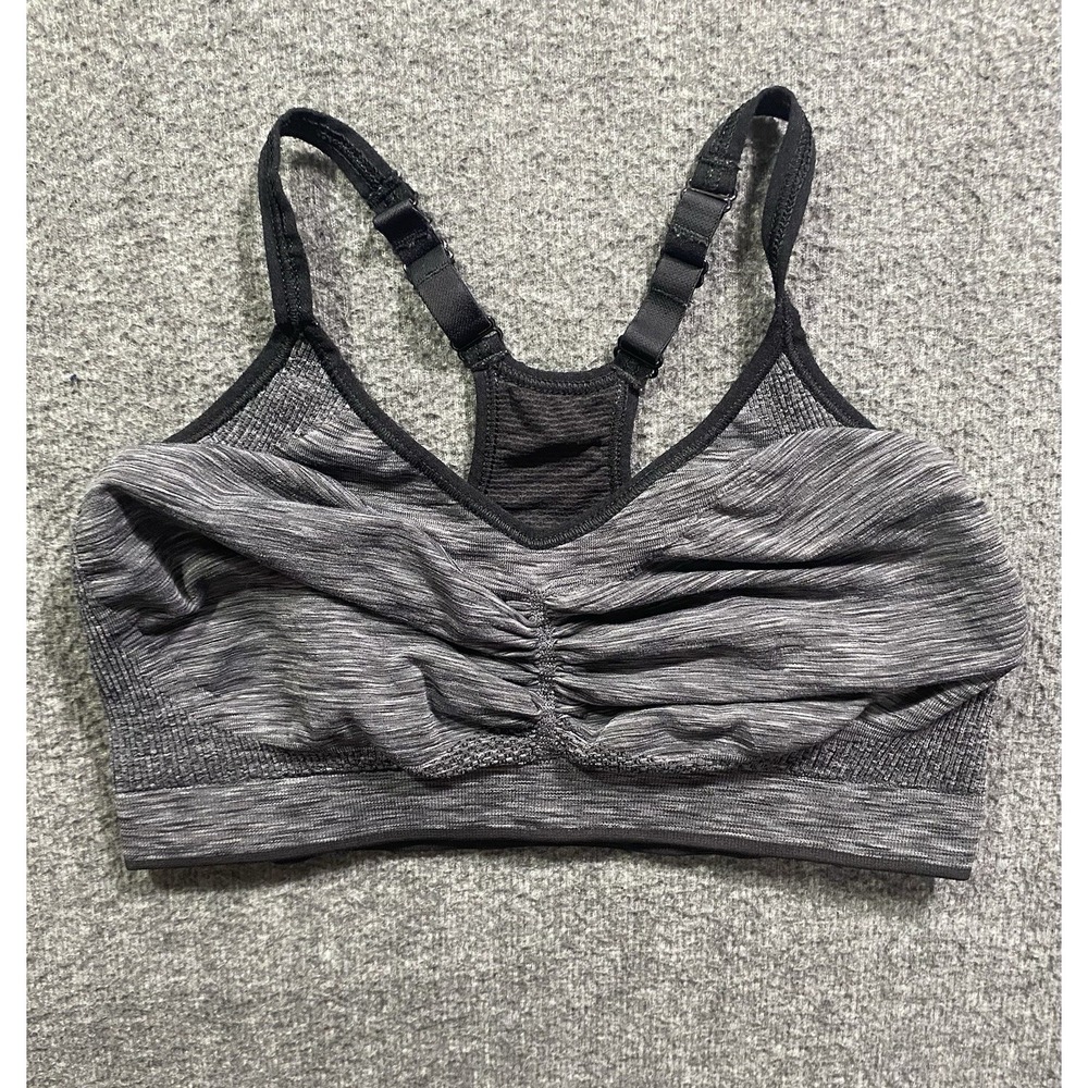 Old Navy Active Gray/Black Striped Light Support Racerback Sports Bra Size XL